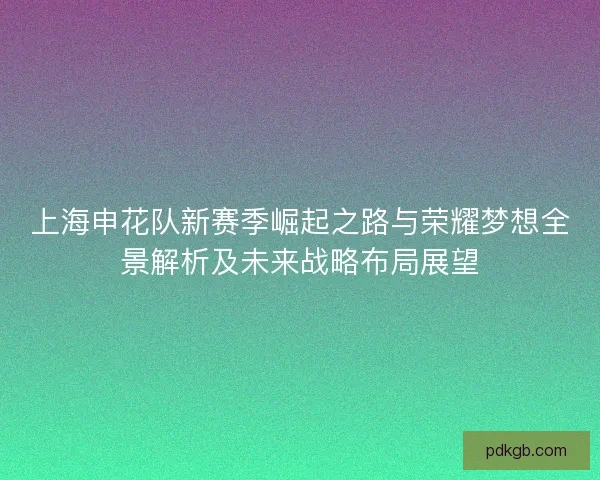 上海申花队新赛季崛起之路与荣耀梦想全景解析及未来战略布局展望